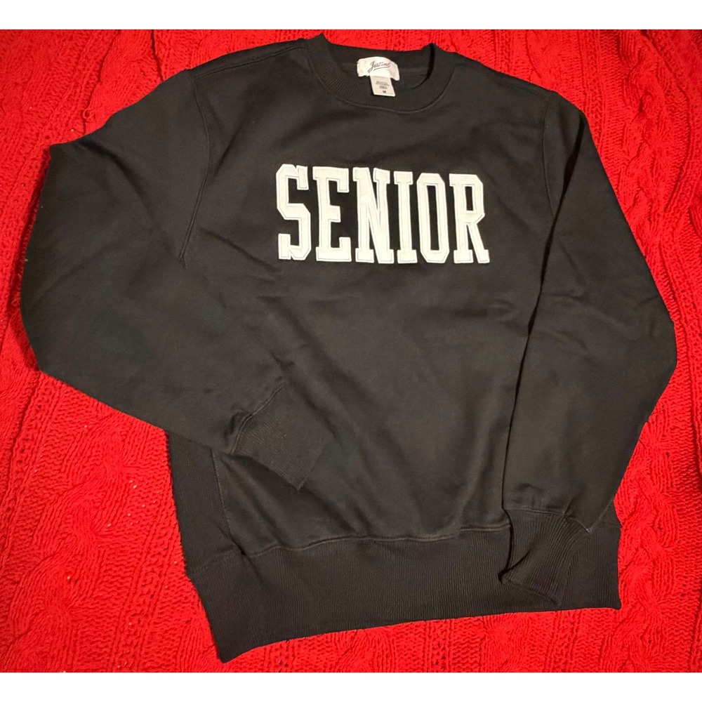 Jostens Senior Sweatshirt Black White Block Letter Fleece Pullover Unisex M